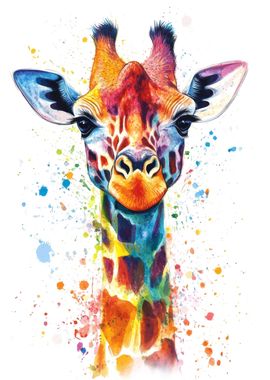 Colorful Giraffe Portrait