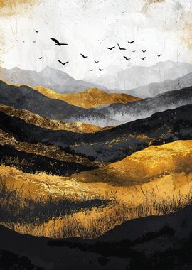 Golden Mountain Landscape