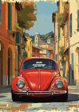 Vintage Beetle in Italian Town