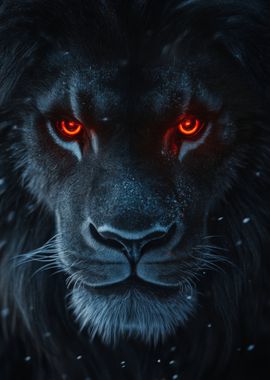 Black Lion with Red Eyes