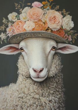 Sheep with Floral Hat