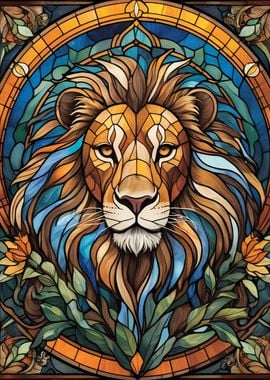 Stained Glass Lion