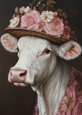 Cow in a Floral Hat