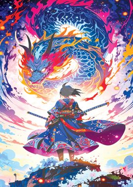 Samurai Girl and Dragon