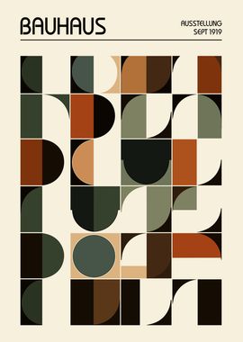 Bauhaus Tile Fall Colors Art Print