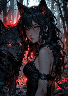 Wolf Girl in Forest