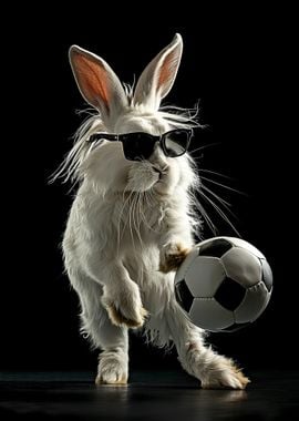 Cool Bunny with Soccer Ball