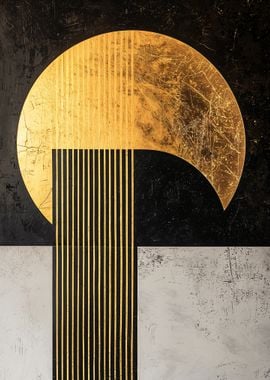 Gold and Black Abstract Art