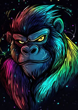 Neon Gorilla Portrait