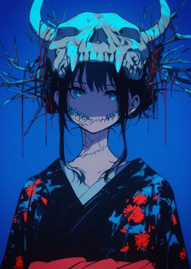 Anime Girl with Skull Mask