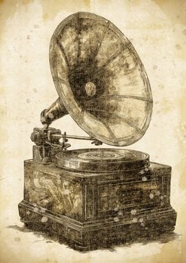 Vintage Gramophone Illustration