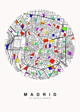 Madrid City Map Art