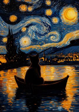 Cat in Starry Night