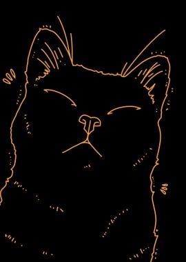 Orange Cat Line Art