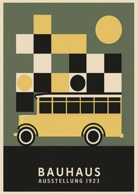 Bauhaus Bus Travel Poster