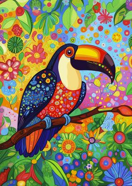 Toucan in a Floral Paradise