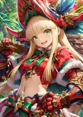 Anime Girl in Festive Armor Christmas