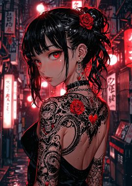 Anime Girl with Tattoo