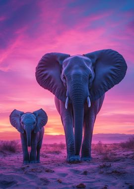 Elephant Family Sunset