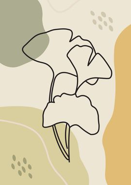 Ginkgo Leaf Line Art