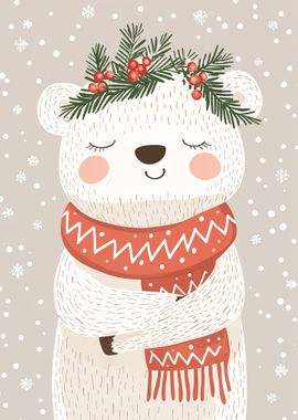 Cute Polar Bear Christmas Card