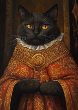 Black Cat in Royal Attire