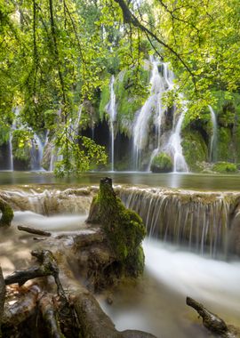 Waterfall in Lush Forest