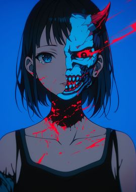 Anime Girl with Skull Mask