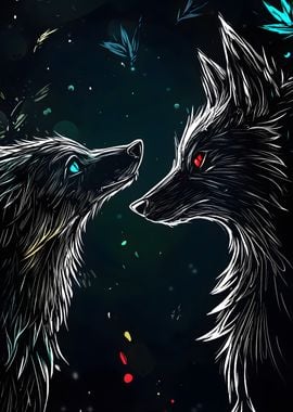 Wolf Couple Digital Art