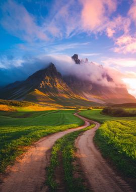 Mountain Road at Sunset