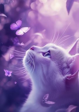 kitten Cat and Butterflies