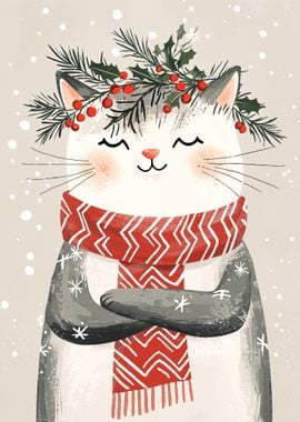 Christmas Cat Illustration