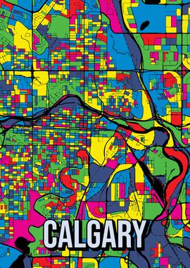 Calgary Canada Pop Art City Map