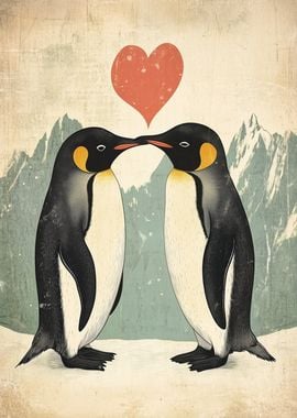 Penguin Love Mountain Art