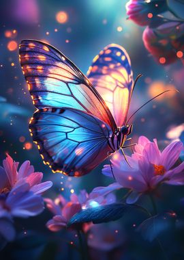 Magical Butterfly on Flowers