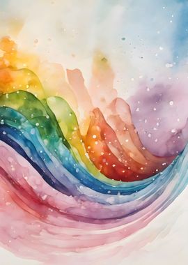 Abstract Rainbow Watercolor