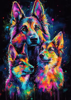 Colorful Dog Family Portrait