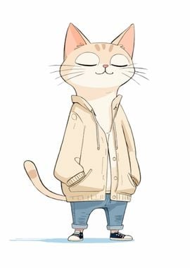 Cute Calm Cat in Hoodie