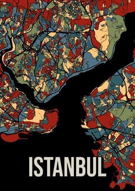 Istanbul Earthtone Turkey City Map Art