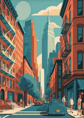 New York City Street Travel Poster