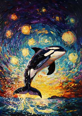 Orca Under Starry Sky