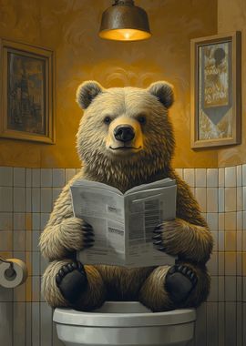 Bear Reading on Toilet