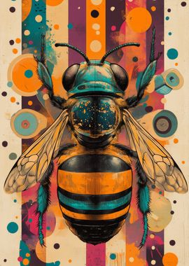 Bee Abstract Art | Vibrant Bee Poster | Pop Art Style Insect Decor