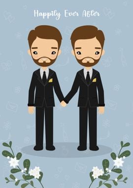 Cute Gay Wedding Illustration