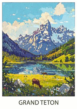 Grand Teton Mountain Landscape