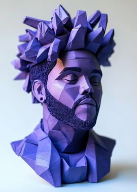 Purple Origami Bust The Weeknd