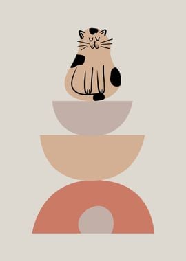 Cat on Abstract Shapes