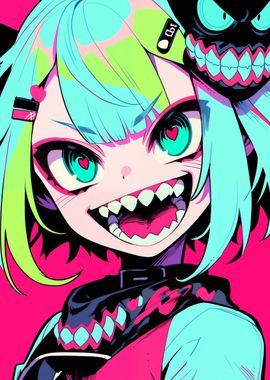 Anime Girl with Sharp Teeth