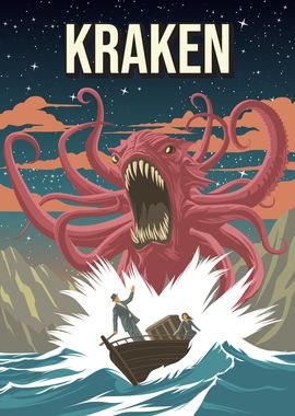 Kraken Cryptid Folklore Monster Art Print