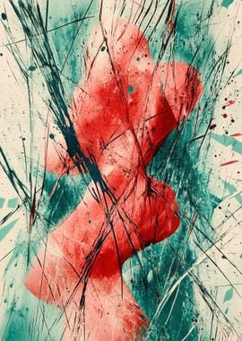 Abstract Red and Green Art